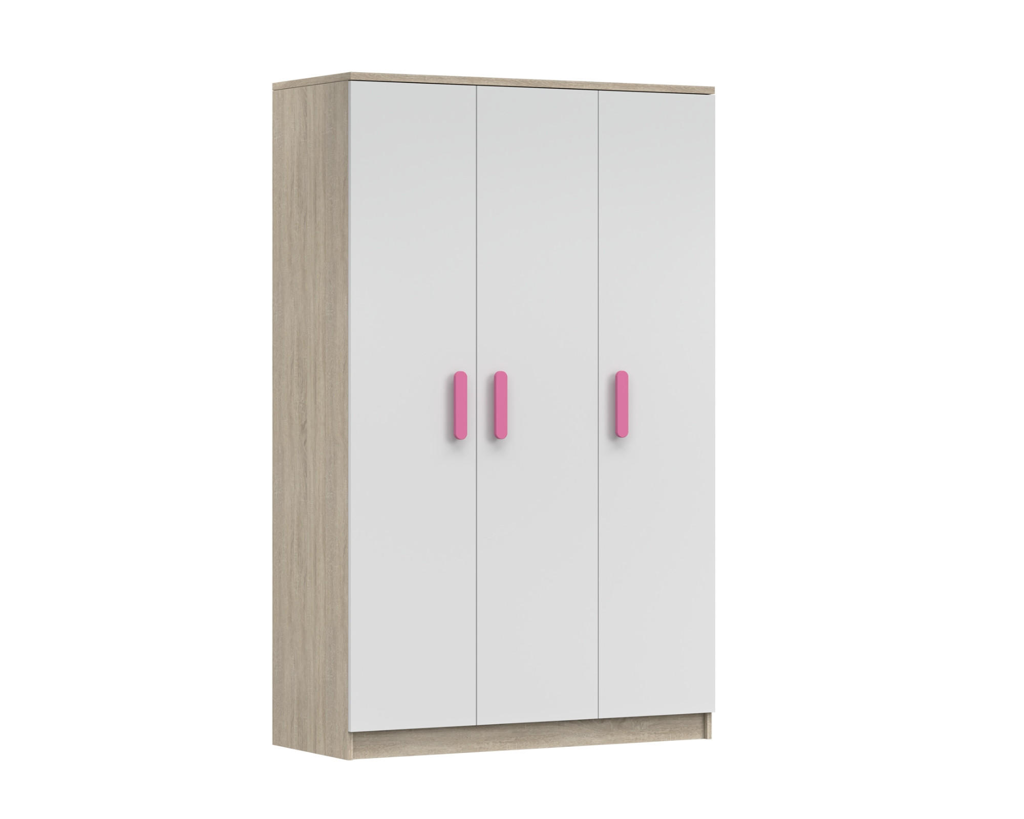 Deine Möbel 24 Kinderkleiderschrank Weiß, Sonoma Eiche, Rosa 120x192x50 cm