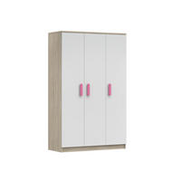 KINDERKLEIDERSCHRANK INGE 19 120/192/50 cm Weiß+Sonoma/Rosa - Weiß/Rosa, Holzwerkstoff (120/192/50cm) - Deine Möbel 24