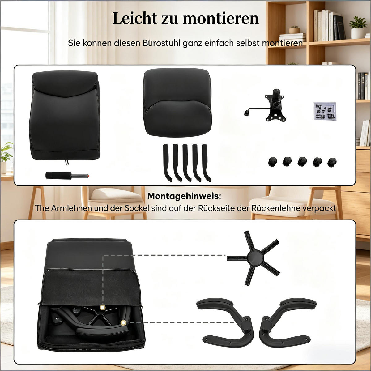 CHEFSESSEL DE-40899 mit Schaukelmechanismus und klappbaren Armlehnen Schwarz - Schwarz, Metall (47/113/50cm) - ComfortXL
