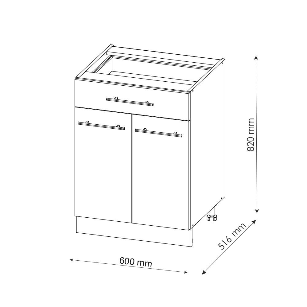 KÜCHENUNTERSCHRANK Fame-Line Anthrazit-Gold 60 cm mit Schublade AP Anthrazit - Anthrazit/Graphitfarben, Holzwerkstoff (60/82/60cm) - Vicco