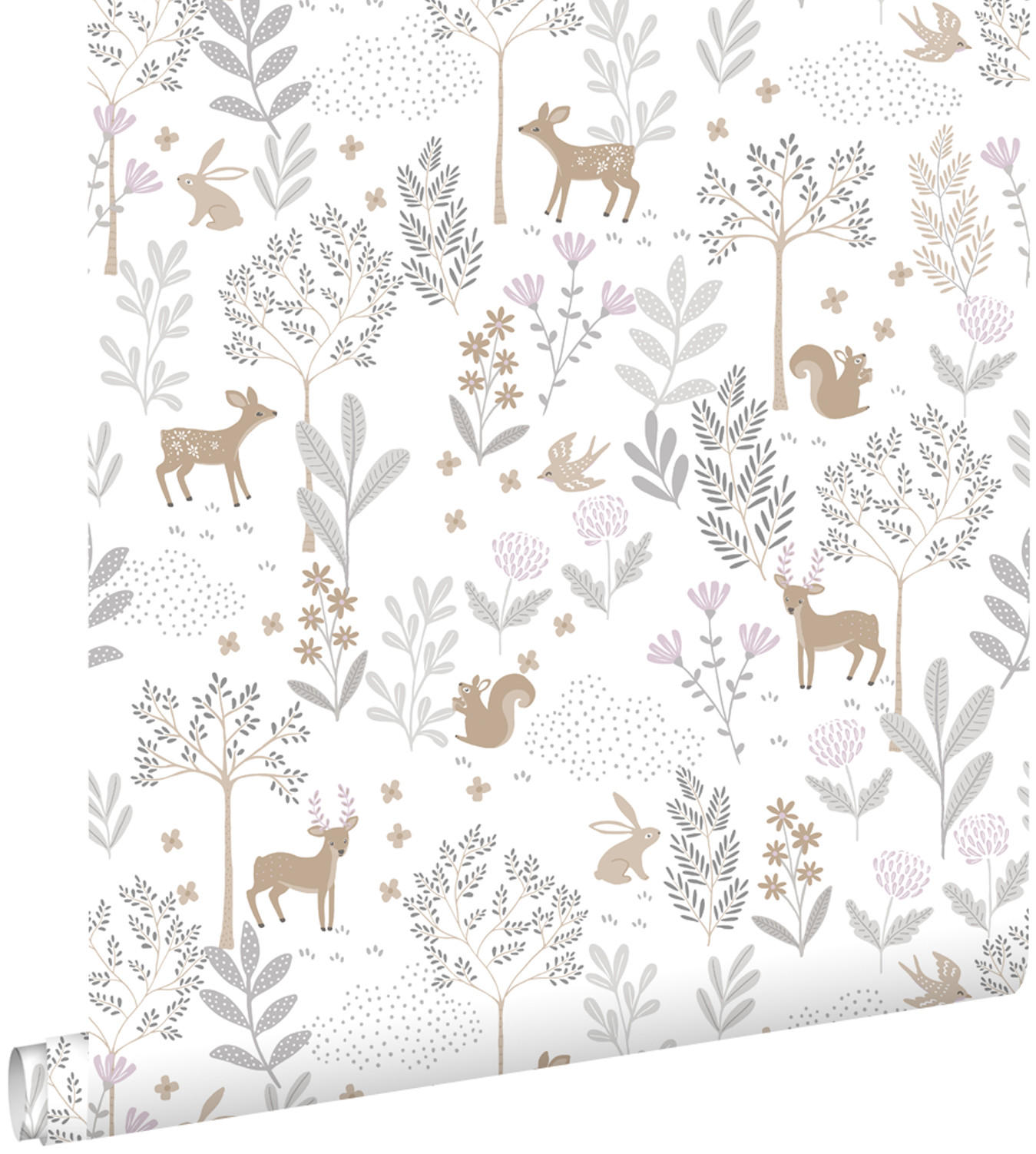 TAPETE Wald mit Waldtieren 53 cm x 10.05 m - Lila, Papier (53/0.1cm) - ESTAhome