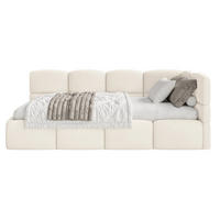 ŠTUDENTSKÁ POSTEĽ Cloudy krémová 90x200 cm, záhlavie vpravo, zamat - čierna/krémová, textil/plast (90/200cm) - Selsey