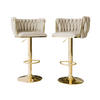 BARHOCKER-SET Muz BS-1142 (2 Stück in Samt) - Beige/Goldfarben, Textil/Metall (50/107/52cm) - MIRJAN24