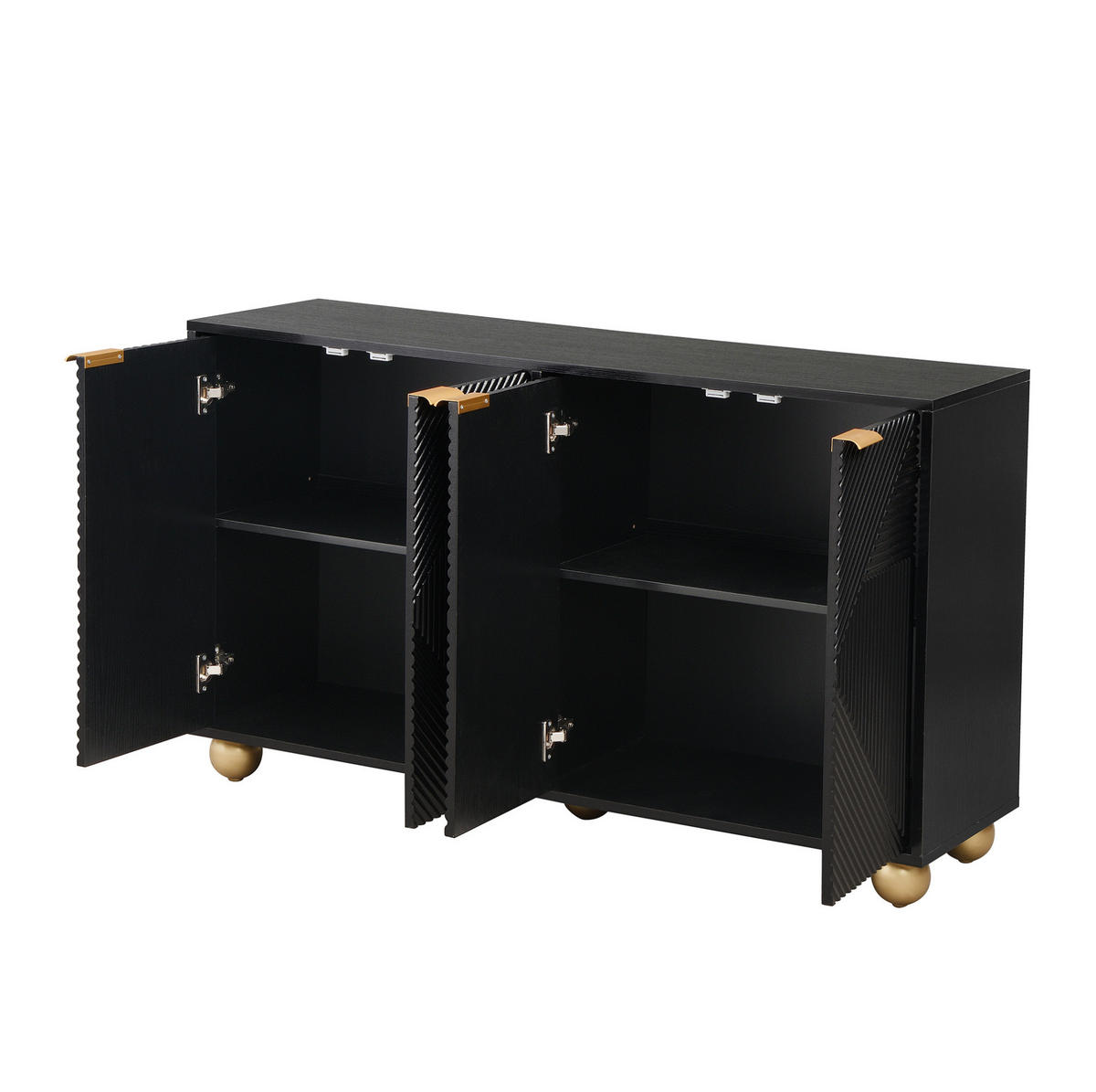 SIDEBOARD 120/35/71,5 cm in Schwarz mit 4 Türen und verstellbaren Innenböden - Schwarz, Holzwerkstoff (120/71.5/35cm) - Flora Grace