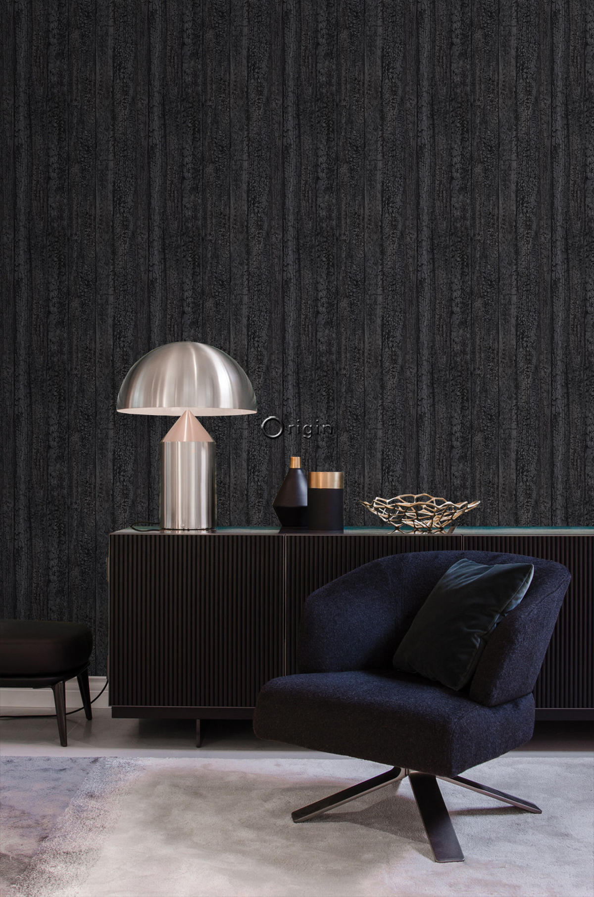 TAPETE Holz-optik 53 cm x 10.05 m - Schwarz, Papier (53/1000cm) - Origin Wallcoverings