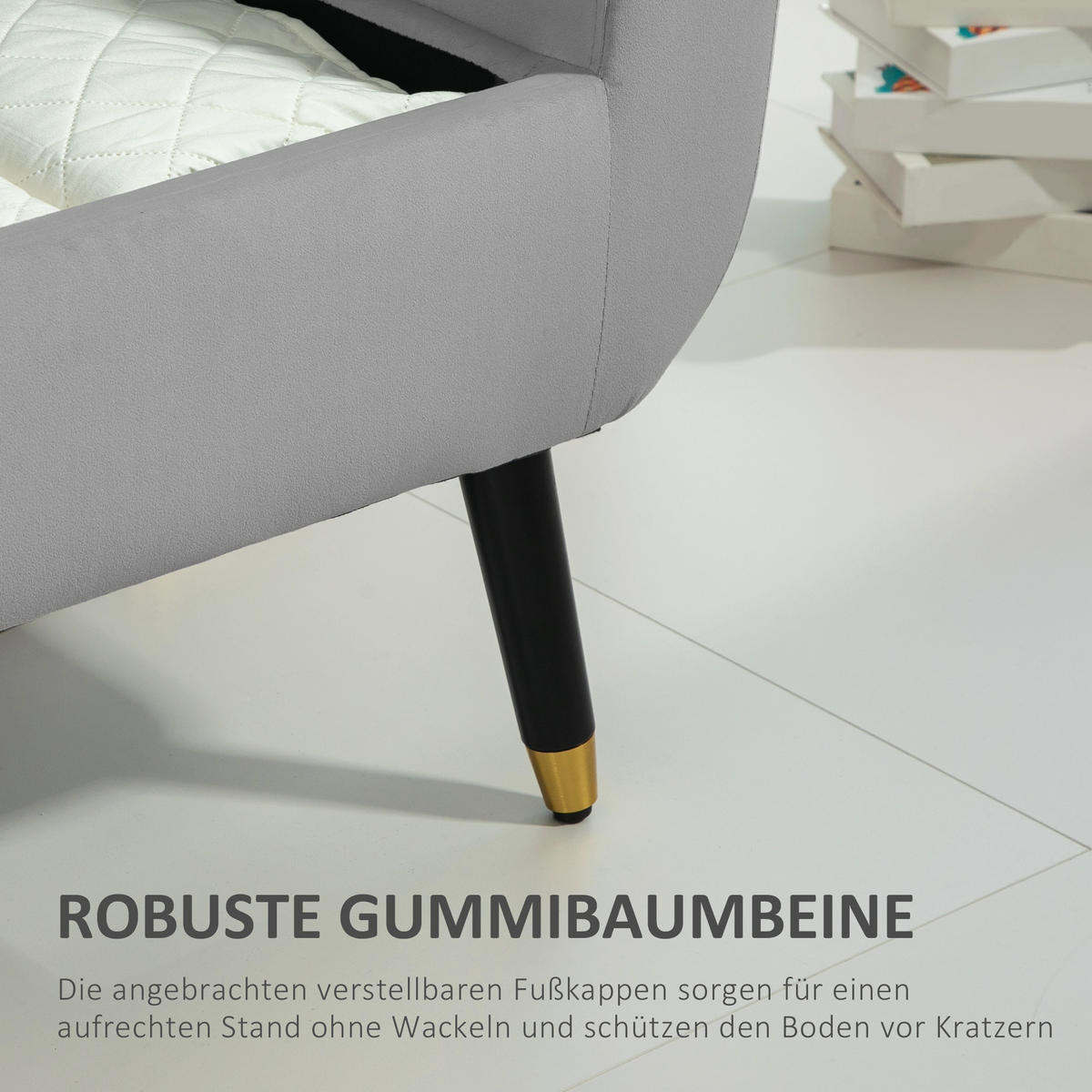 SITZBANK Polsterbank - Hellgrau, Kunststoff (42/65/107cm) - HOMCOM