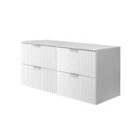 WASCHBECKUNTERSCHRANK, Mattweiß, 120 (2 x 60) x 57 x 46 cm, silberner Griff + Arbeitsplatte - Silberfarben/Weiß, Holzwerkstoff (120/57/46cm) - 3XE LIVING