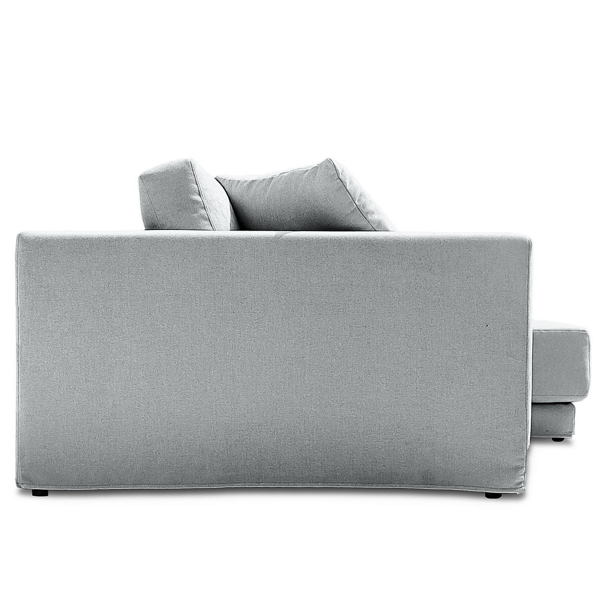 ECKSOFA mit Wechselbezug - Longchair, Webstoff - Hellgrau/Schwarz, Kunststoff/Textil (260/155cm) - home24
