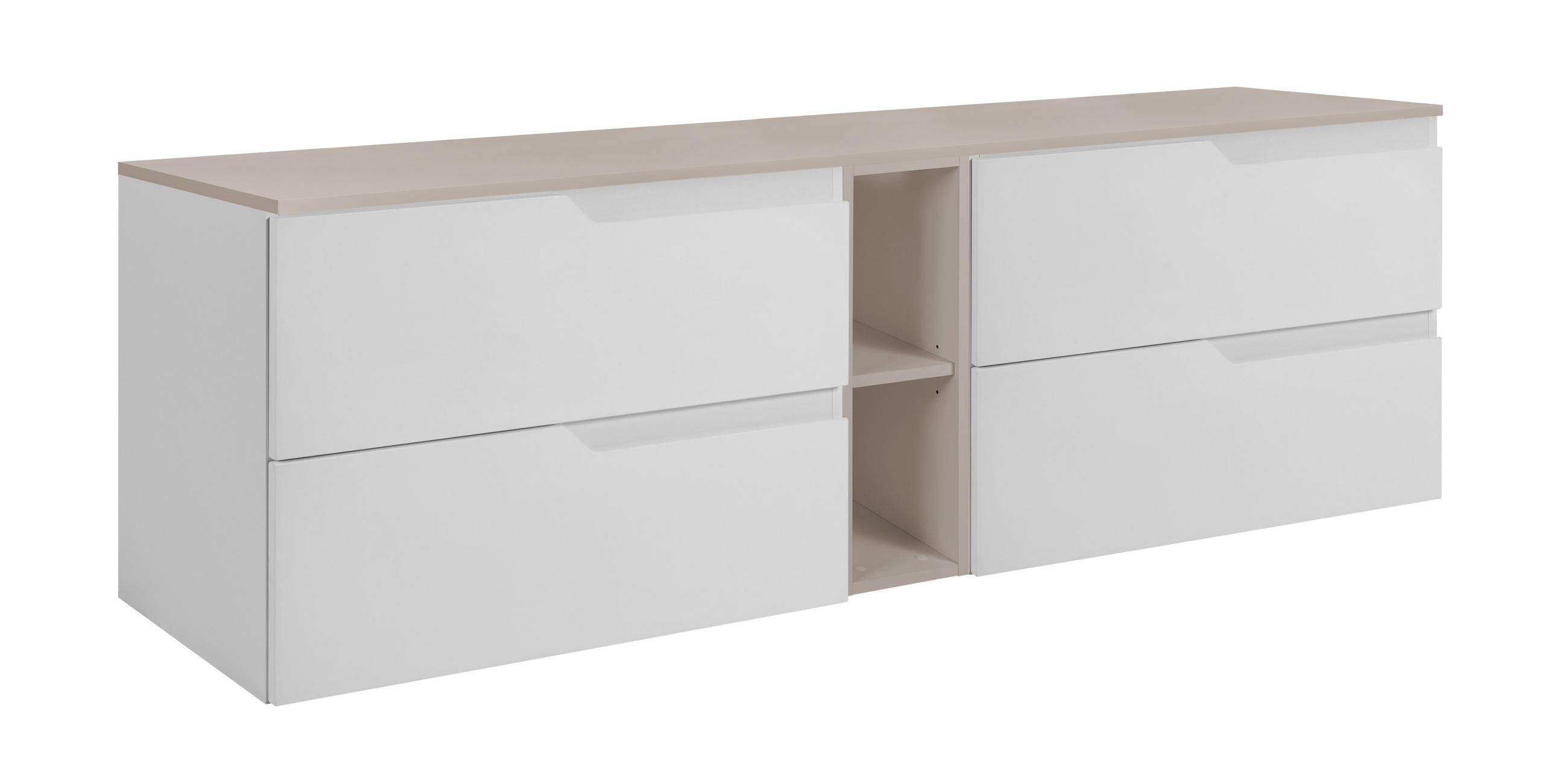 BADEZIMMERSCHRANK: Weiß / Kaschmir, 140 (2 x 60 + 20) x 46 x 58 cm - Kaschmir/Weiß, Holzwerkstoff (140/58/46cm) - 3XE LIVING
