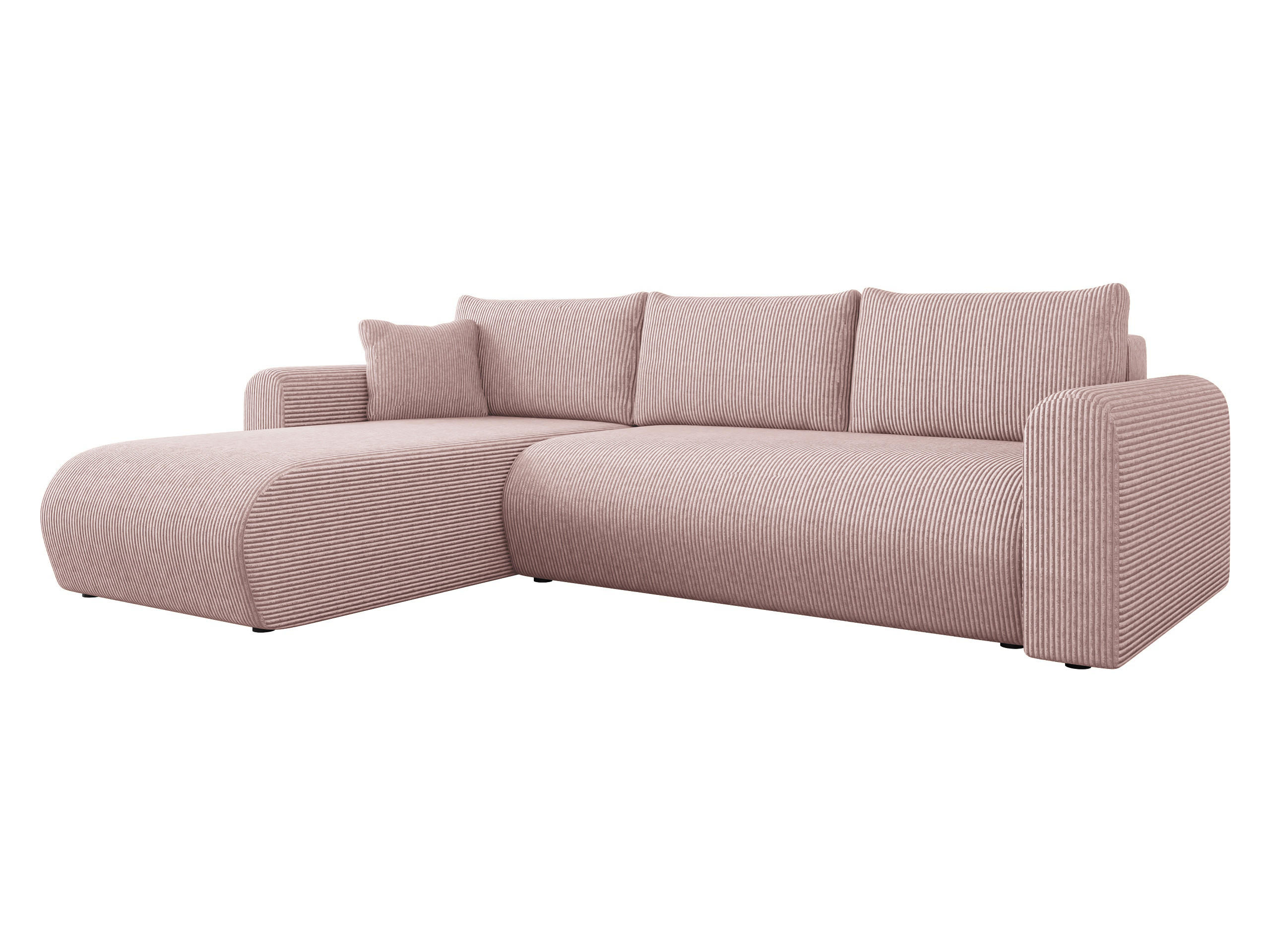 ECKSOFA Eliwo Cord - Hellbraun/Schwarz, Holz/Textil (252/158cm) - MIRJAN24