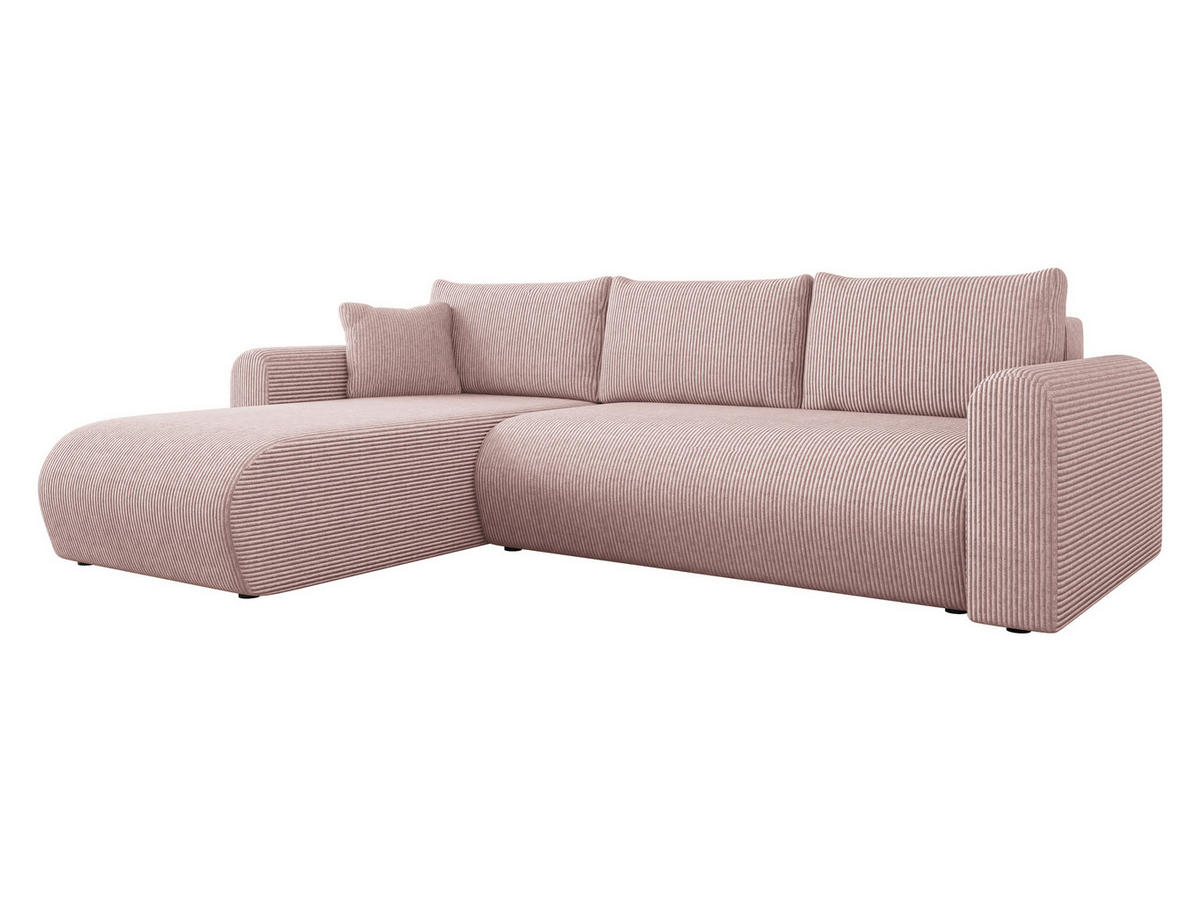 ECKSOFA Eliwo Cord - Hellbraun/Schwarz, Holz/Textil (252/158cm) - MIRJAN24