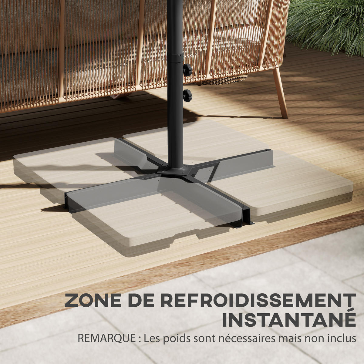 DOPPELSONNENSCHIRM Creme 460/270/240 cm - Creme, Metall (460/270cm) - PANGIVO