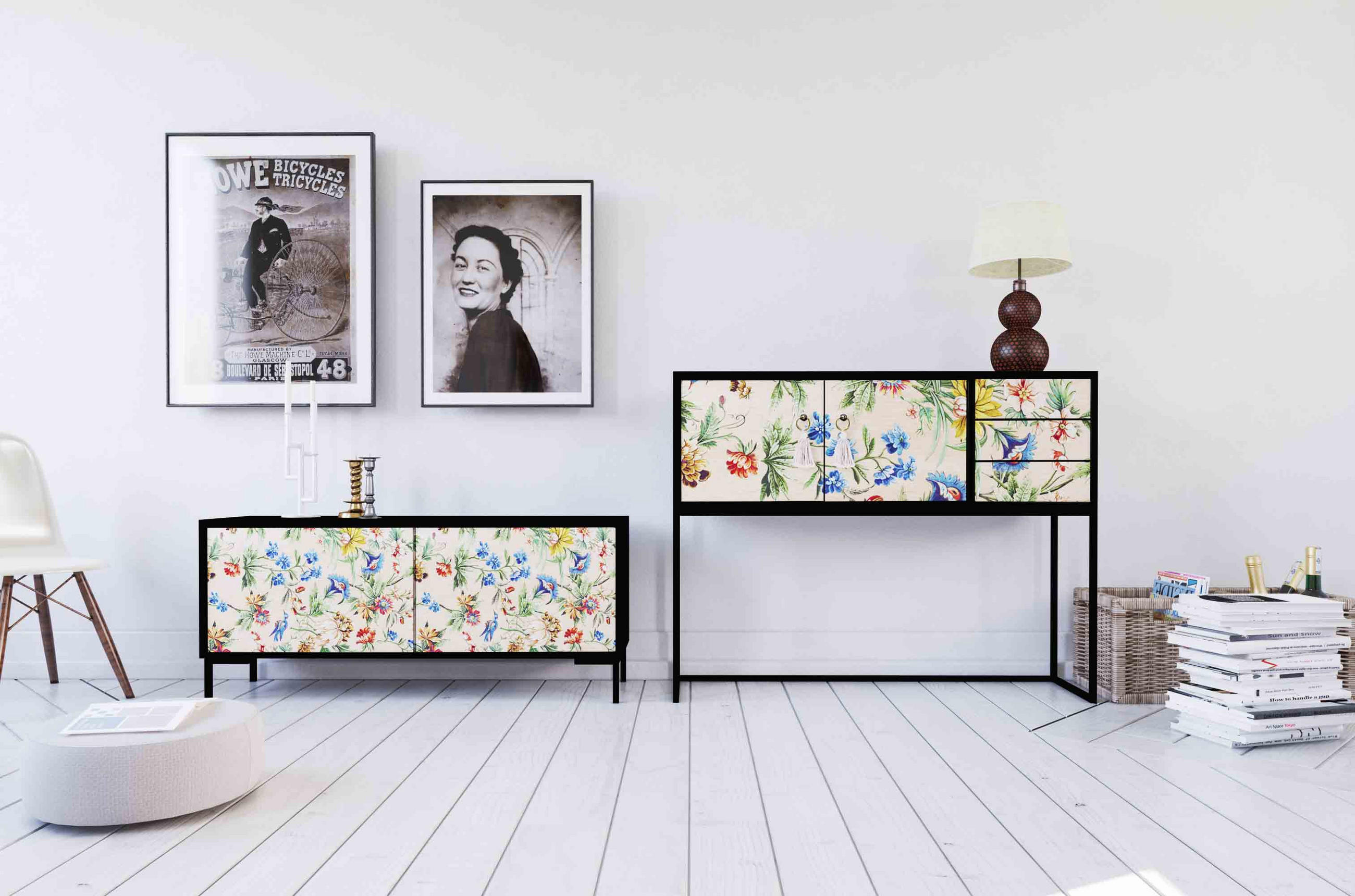 KONSOLE aus MDF mit 2 Türen und 3 Schubladen, florales Muster AMAZONIA - Multicolor, Holzwerkstoff (113/45/88cm) - RNT By Really Nice Things