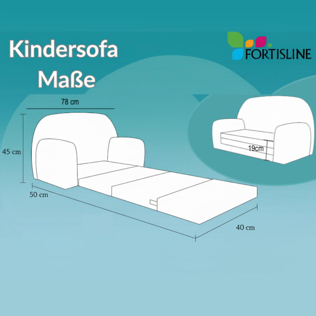 MINI-SOFA David - Ausklappbares Kindersofa aus Teddystoff in schwarz - Schwarz, Textil (78/45/40cm) - Fortisline