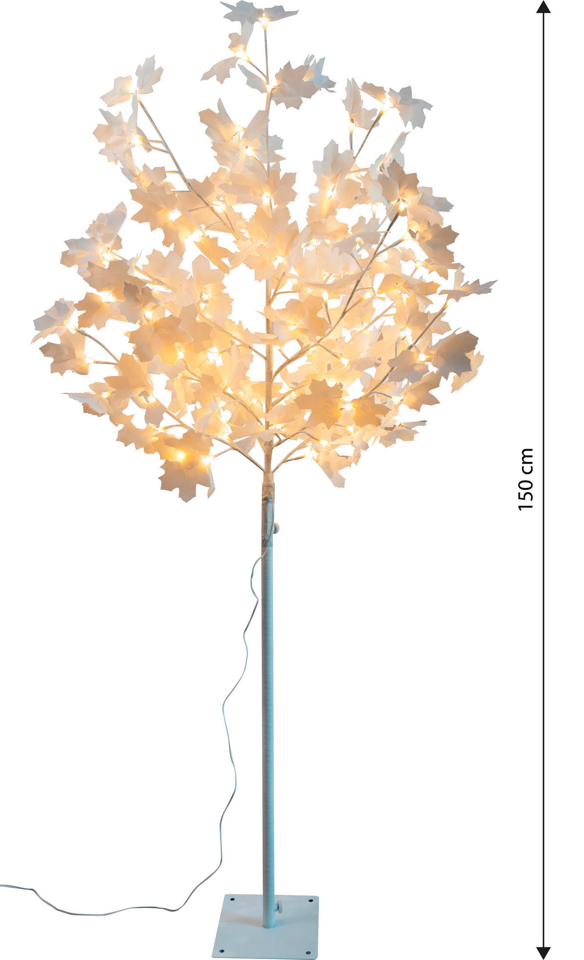 LED-BAUM mit 120 weißen Blüten und warmweißen LEDs, 150m hoch mit integriertem Timer und 5m Netzkabel, inkl. Heringe - Weiß, Kunststoff (60/60/150cm) - Northpoint