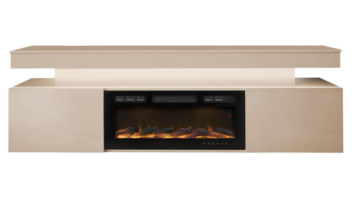 TV-LOWBOARD EF 2D Glossa Bis mit Kamin - Sandfarben, Holzwerkstoff/Kunststoff (190/59/41cm) - MIRJAN24