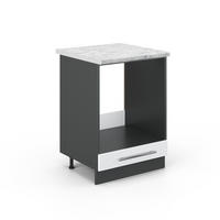 HERDUMBAUSCHRANK Fame-Line Weiß Hochglanz 60 cm, AP Marmor - Weiß Hochglanz/Anthrazit, Holzwerkstoff (60/82/60cm) - Vicco