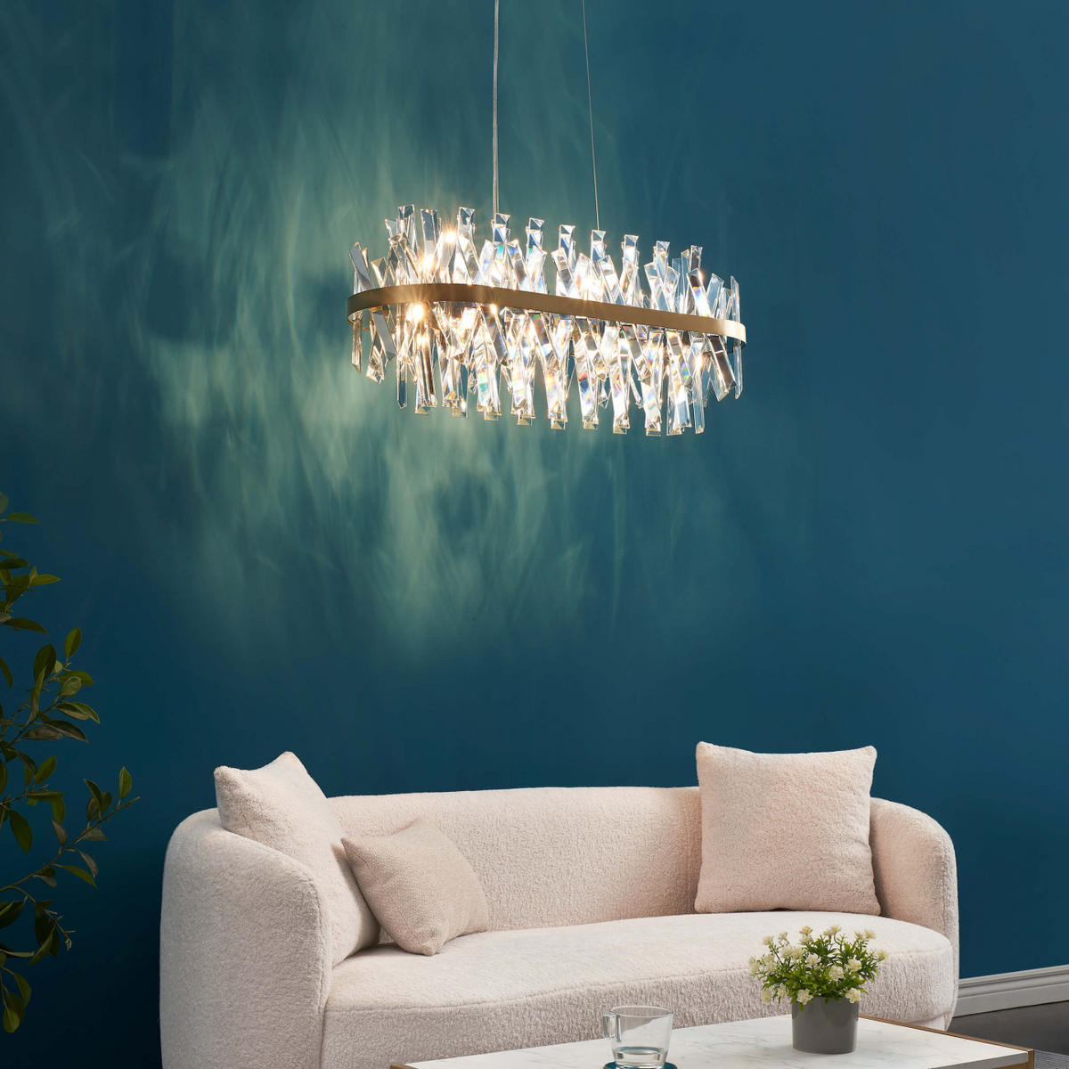 HÄNGELEUCHTE Ariella, Transparent und goldfarben, 81cm - Transparent, Glas (143/31/33cm) - KOSILUM