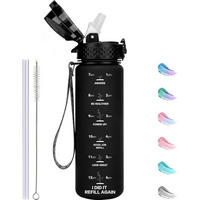 TRINKFLASCHE mit Strohhalm 500 ml Schwarz - Schwarz, Kunststoff (6.3/6.3cm)