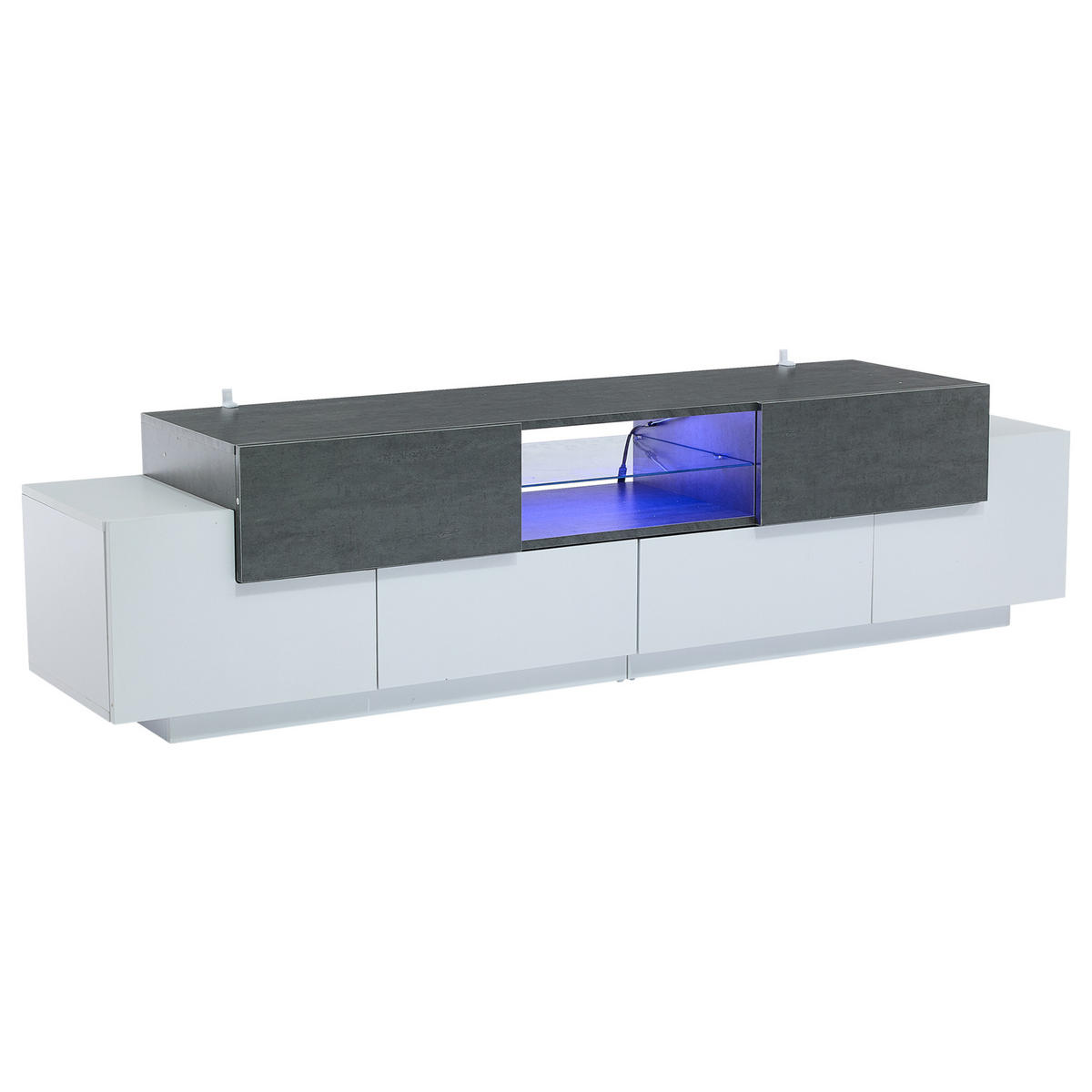 TV-LOWBOARD Weiß-Grau 180/40/45 cm - Grau, Holzwerkstoff (180/45/40cm) - PANGIVO