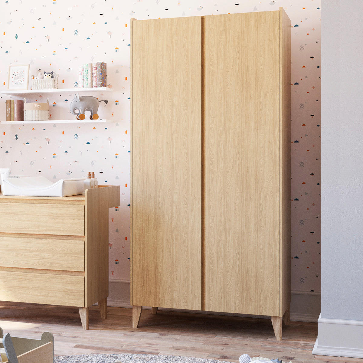 SKRIŇA 2 dvere Muve Drevo - hnedá, kompozitné drevo (94/204/60cm) - Petits-meubles