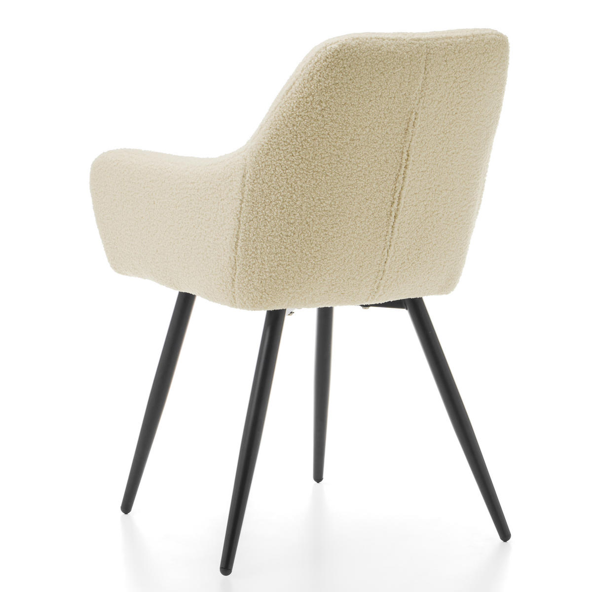 STUHL BOUCLE gepolsterter - hellbeige ecru - Boucle TEDDY - Beige/Schwarz, Metall (58/87/61cm) - NEW HOME