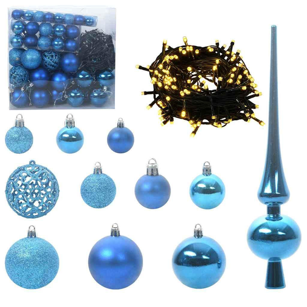 WEIHNACHTSKUGELSET 120 -teilig Blau Kunststoff - Blau, Kunststoff (6/27/6cm) - vidaXL