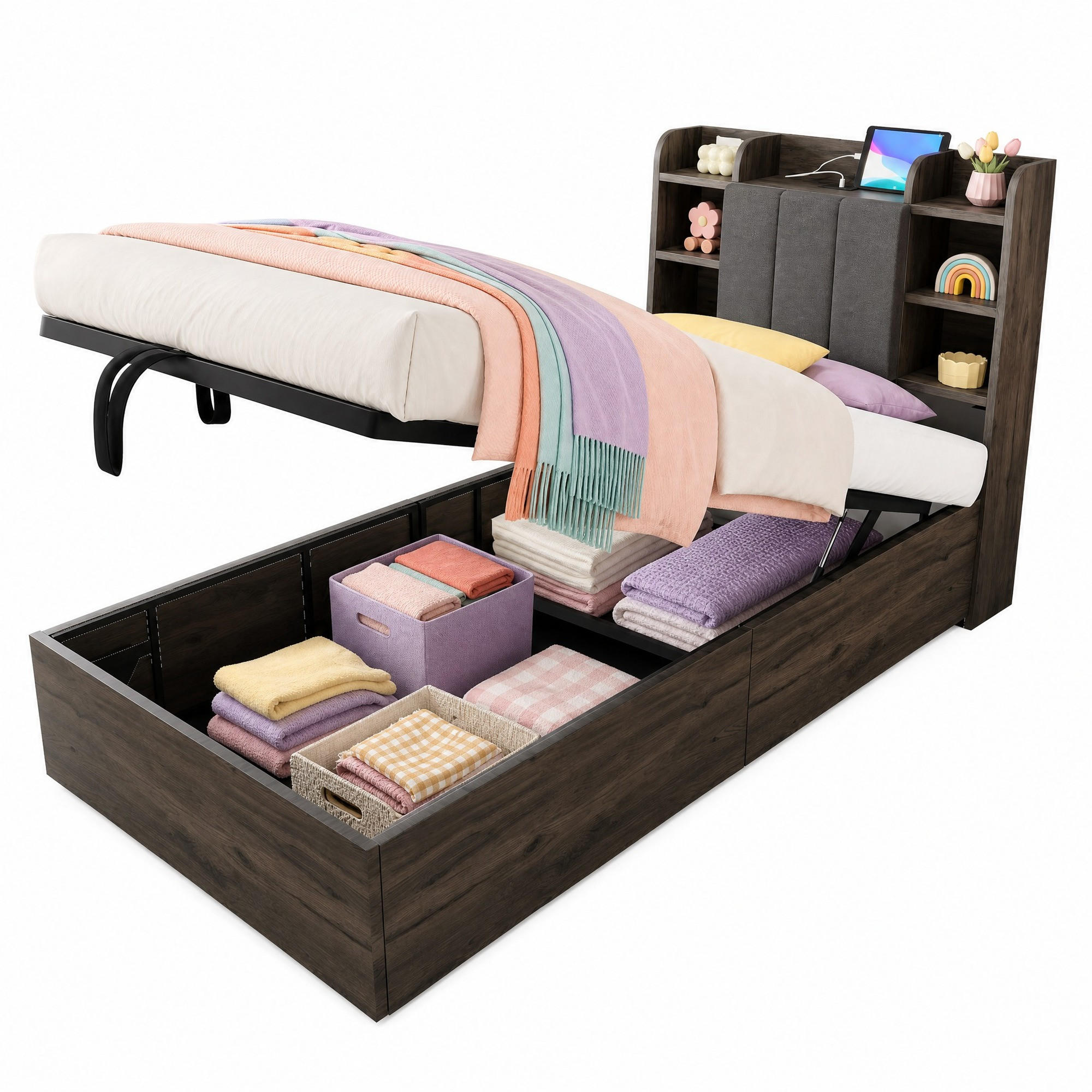 Okmyhome Bett Grau 90x200 cm