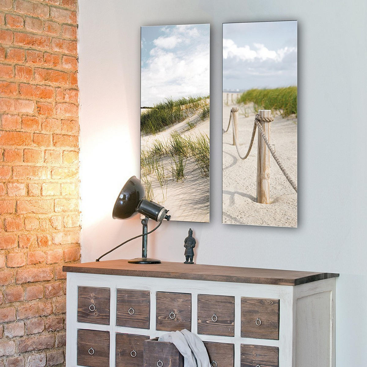 GLASBILD 30x80 cm Strand und Meer - Beige, Glas (30/80cm) - artissimo