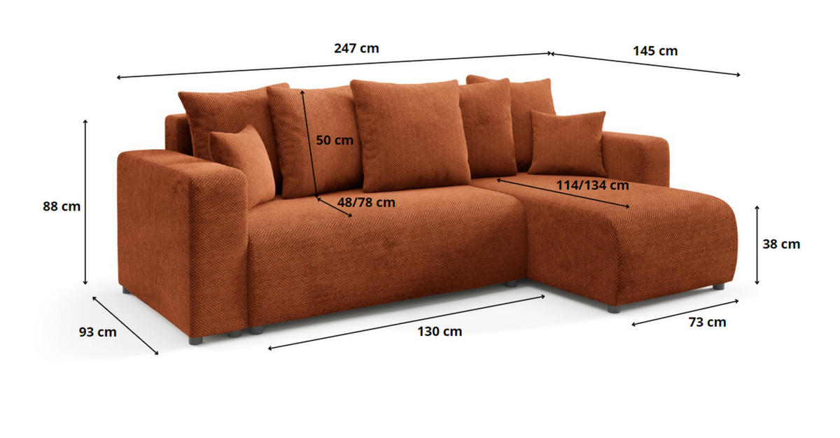 ECKSOFA mit Schlaffunktion Türkis - Türkis, Textil (247/145cm) - Furnisell