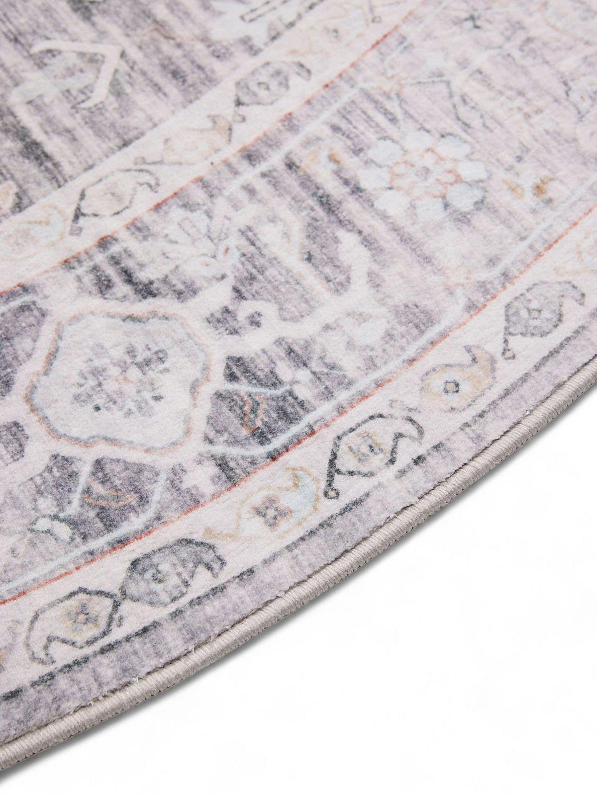 VINTAGE-TEPPICH Miray waschbar ø 160 cm rund - Grau, Kunststoff (160/160cm) - benuta Nest