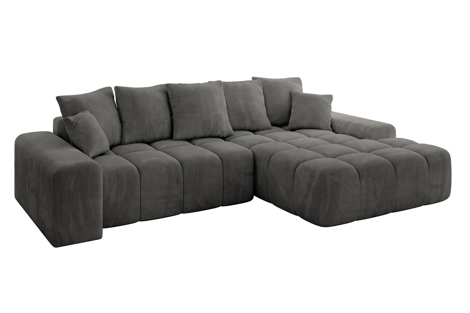 ECKSOFA Ottomane Rechts ENSI-L - 267x164x88 cm Anthrazit - Anthrazit, Holzwerkstoff/Kunststoff (164/267cm) - ALTDECOR