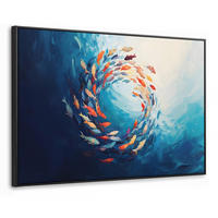 LEINWAND Bilder mit Rahmen - Meer - Fische - Bunt - Dynamisch - 150x100 - Hellblau, Textil (150/100cm) - MuchoWow