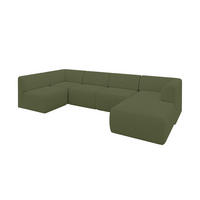 WOHNLANDSCHAFT Ottomane Rechts MOVO-L 345x180x78 cm Grün Bouclé - Dunkelgrün, Holzwerkstoff/Kunststoff (180/78/345cm) - ALTDECOR