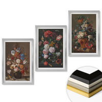 WANDBILDER 3er Set - 40x60 cm Silberner Rahmen - Blumenarrangements in Vasen - Silberfarben, Kunststoff (40/60cm) - ArtPrintCave