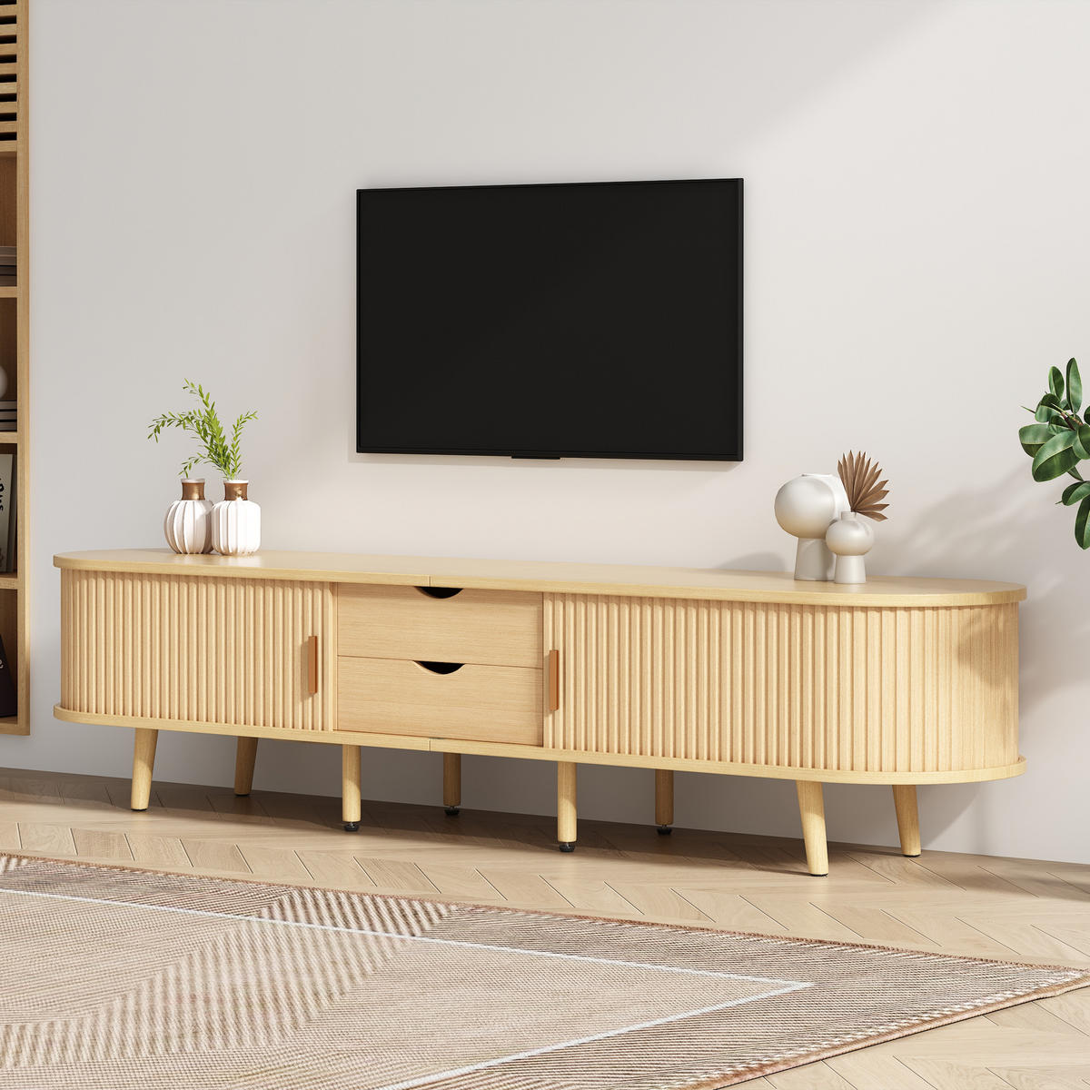 TV-LOWBOARD Holzdekor Helles-Walnussholz 175/40/42 cm - Eichefarben, Holz (175/42/40cm) - PANGIVO