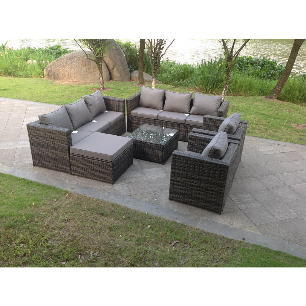 Thumbnail - Fimous Gartenmöbelset, Dunkelgrau, Metall, Kunststoff, Glas, Füllung: Schaumstoff, quadratisch, Loungemöbel, Loungemöbel...