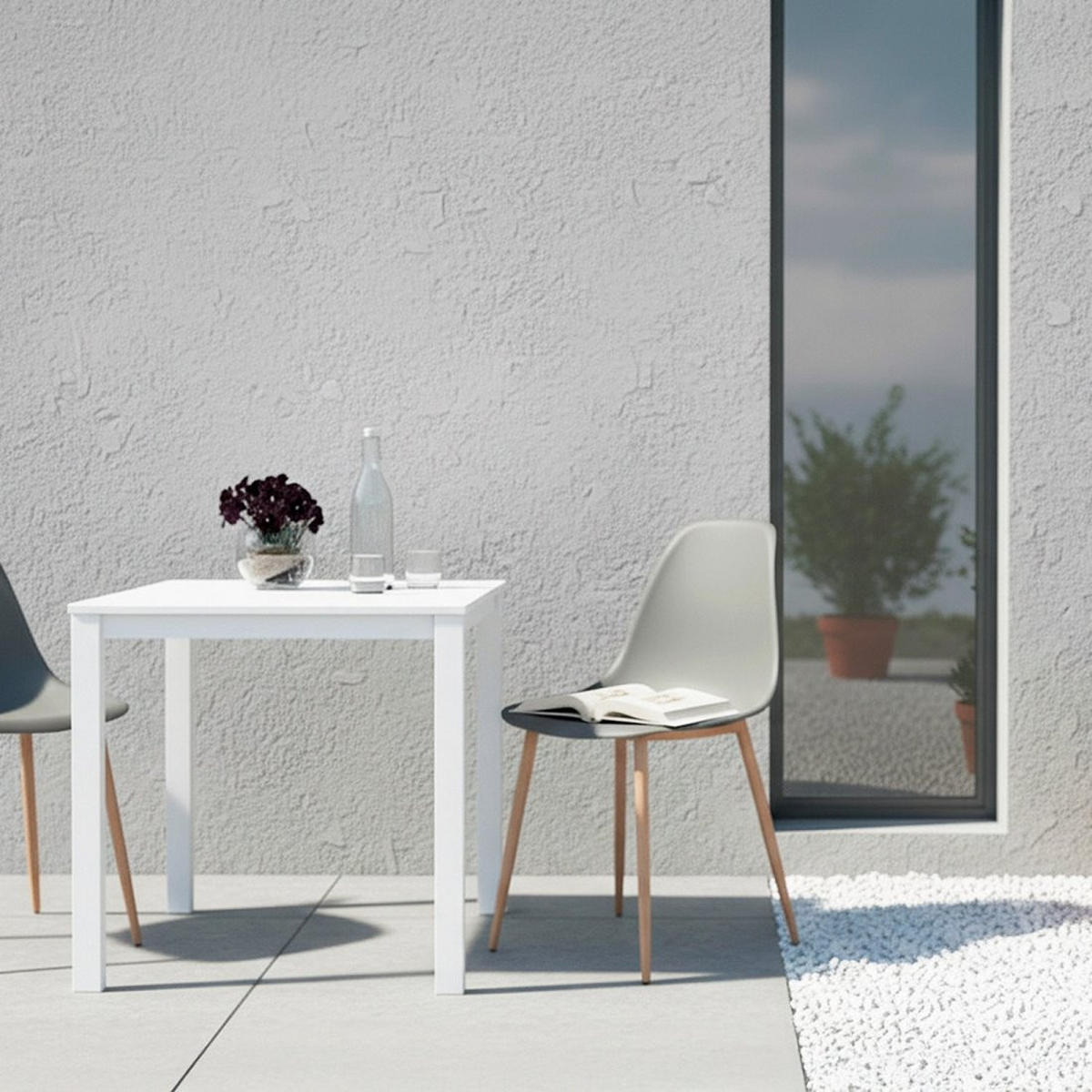 STUHL FÜR DRAUSSEN Nina Grau 45 cm x 80 cm - Grau, Kunststoff (45/80/53cm)