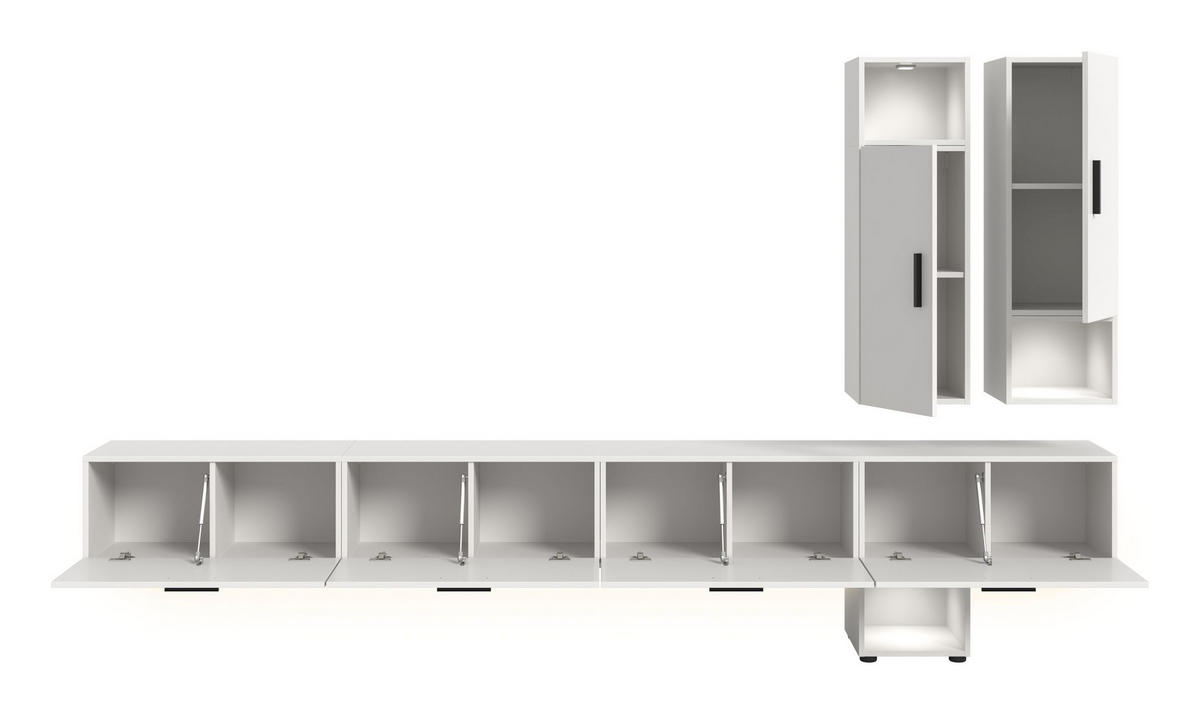 WOHNWAND INKL BELEUCHTUNG The One weiß 300/34/178 cm - Weiß, Holzwerkstoff (300/178/34cm) - Xonox