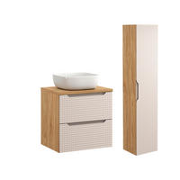KOUPELNOVÝ NÁBYTEK 60cm Mallory 2er-Set Béžová a dřevo - hnědá, kompozitní dřevo (60/59.5/46cm) - Petits-meubles