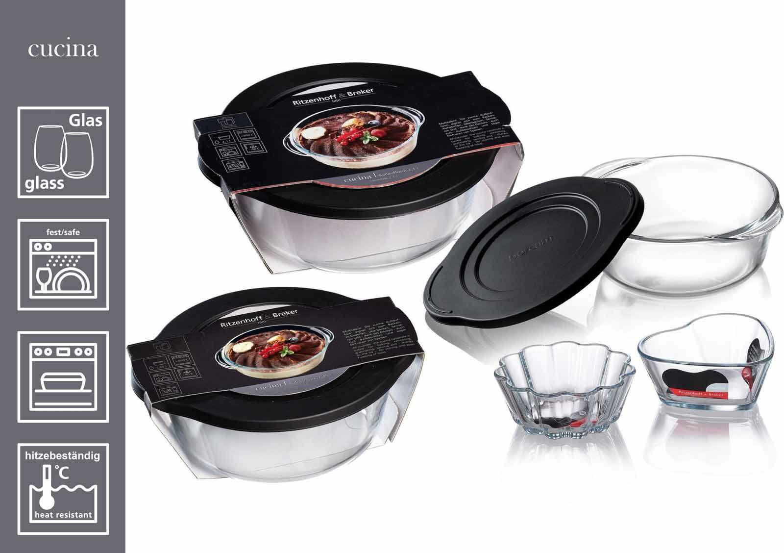 AUFLAUFFORM MIT FRISCHHALTEDECKEL Cucina schwarz 840 ml - Schwarz, Glas (20/16/7cm) - Ritzenhoff Breker