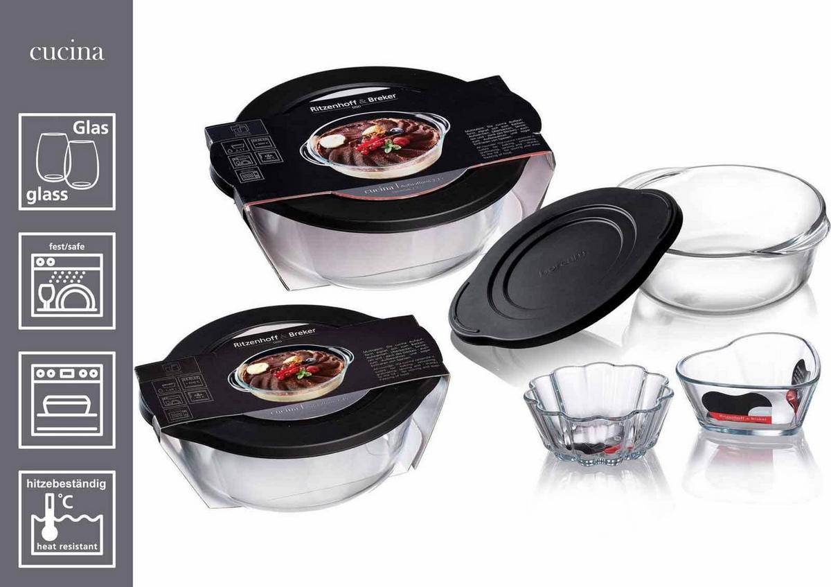 AUFLAUFFORM MIT FRISCHHALTEDECKEL Cucina schwarz 1,45 Liter - Schwarz, Glas (23/19/8cm) - Ritzenhoff Breker