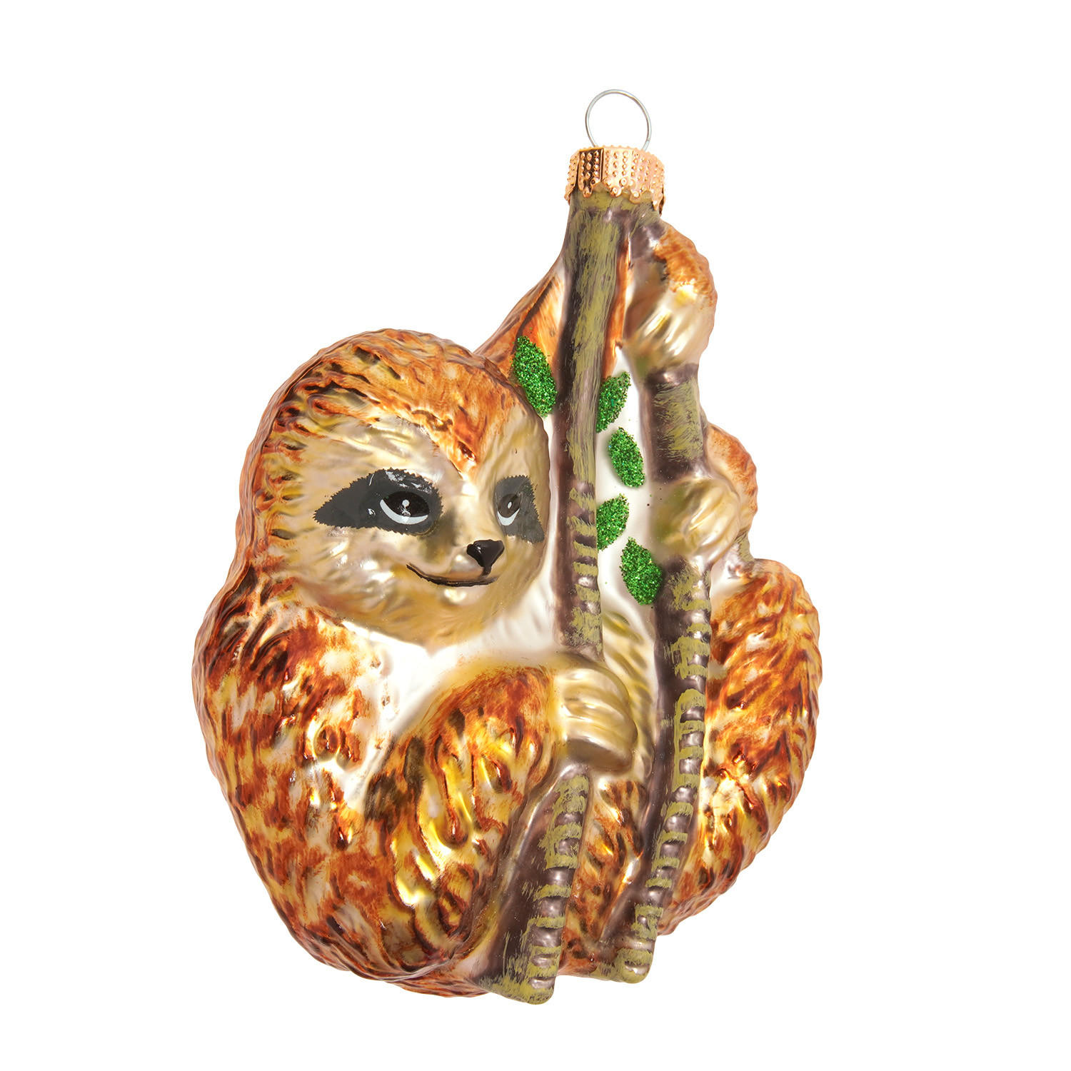 CHRISTBAUMSCHMUCK Faultier Braun 10cm (Glas / 1 Stk.) - Braun, Glas (8/10/5cm) - Krebs Glas Lauscha