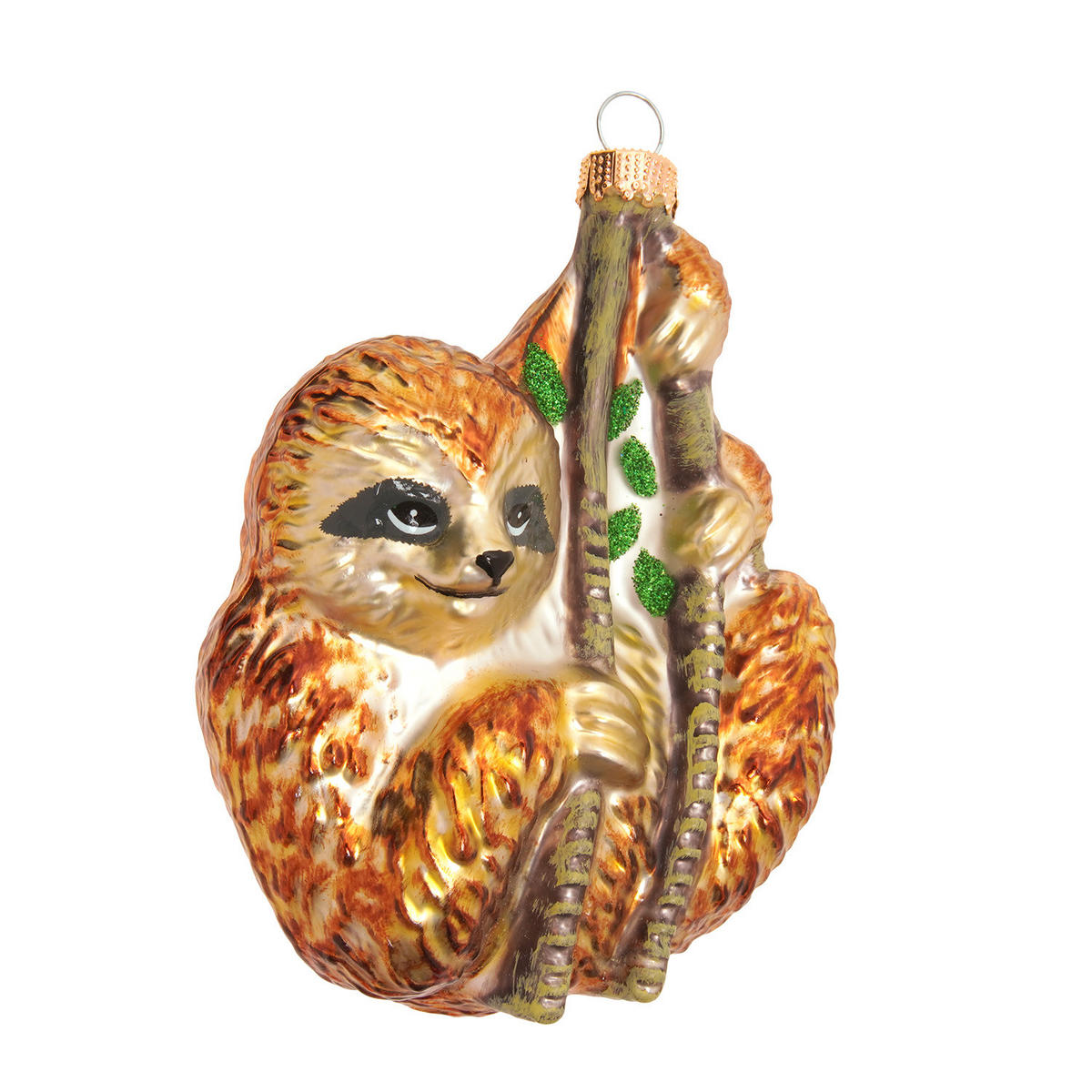 CHRISTBAUMSCHMUCK Faultier Braun 10cm (Glas / 1 Stk.) - Braun, Glas (8/10/5cm) - Krebs Glas Lauscha