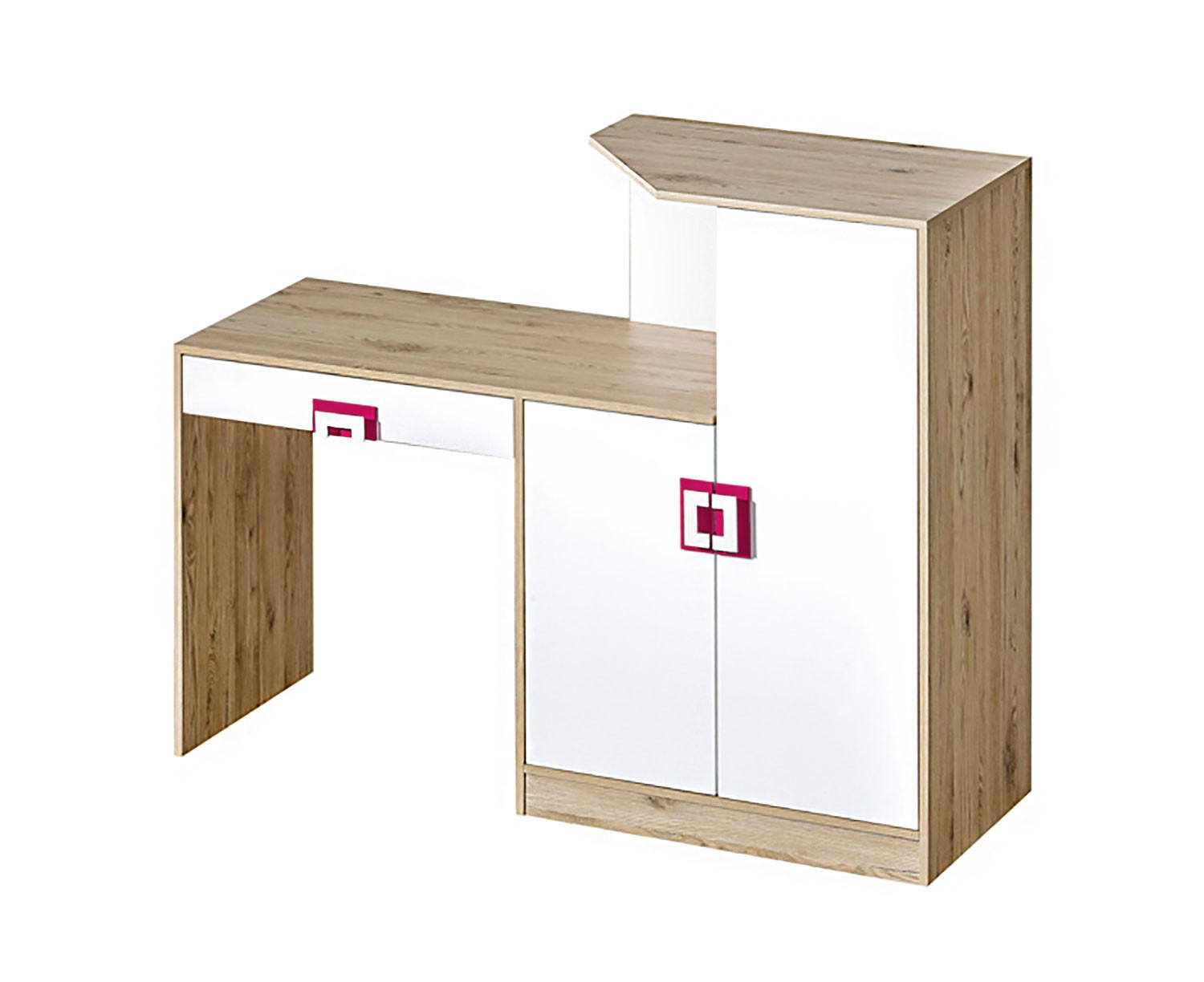 SCHREIBTISCH Nico 11 Eiche hell / Weiß-Farbapplikation Pink 150 / 50 / 120 cm - Pink/Weiß, Holz/Holzwerkstoff (50/150/120cm) - Feldmann-Wohnen