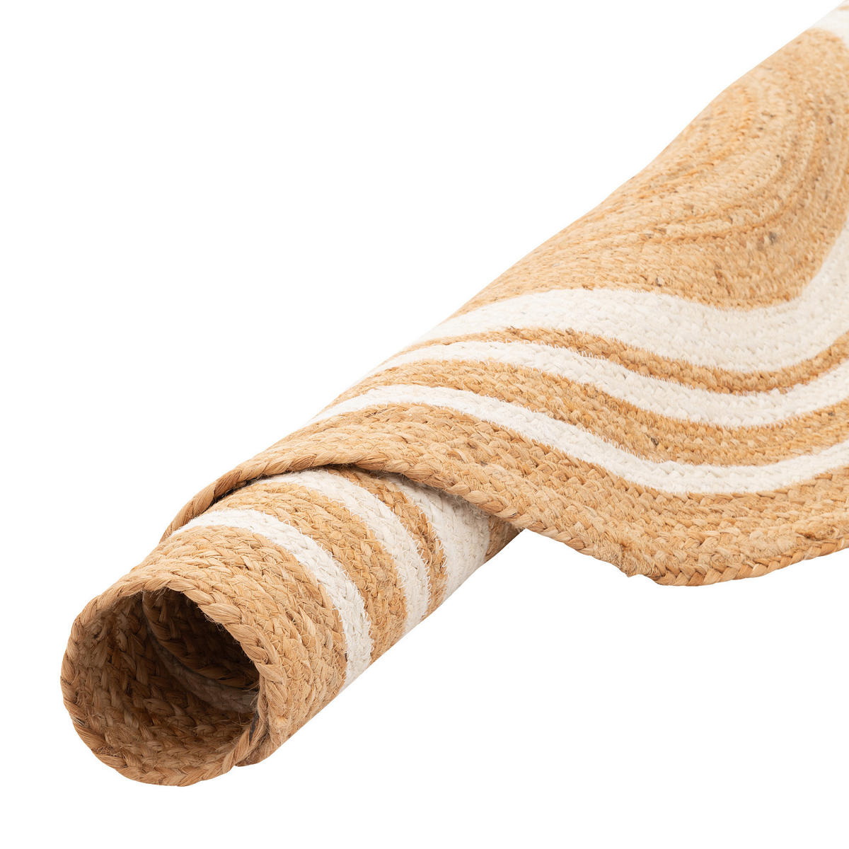 NATURFASER TEPPICH JUTE SALSA STREIFEN RUND - Creme, Textil (120/120cm) - Pergamon