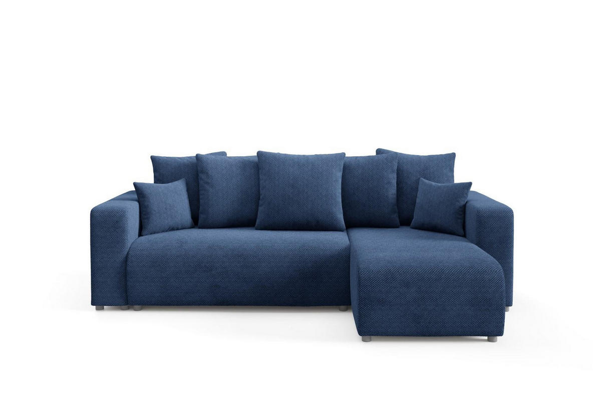 ECKSOFA mit Schlaffunktion Blau - Dunkelblau, Textil (247/145cm) - Furnisell