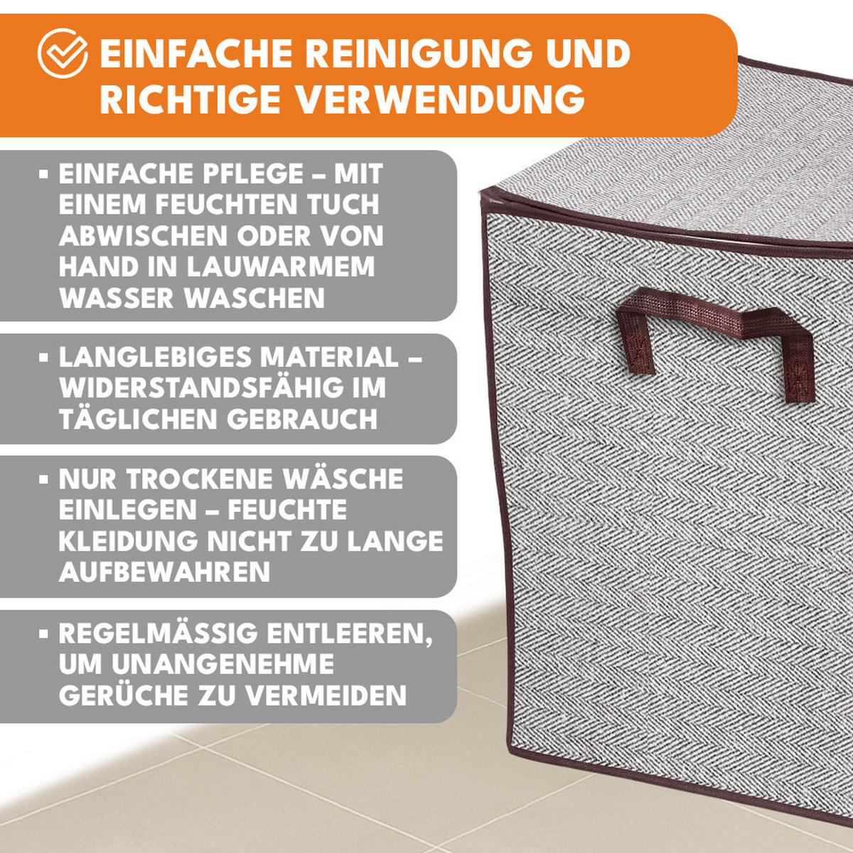 FALTBARER WÄSCHEKORB mit Deckel 80L - Grau, Textil (39/44/39cm) - KRUMAD