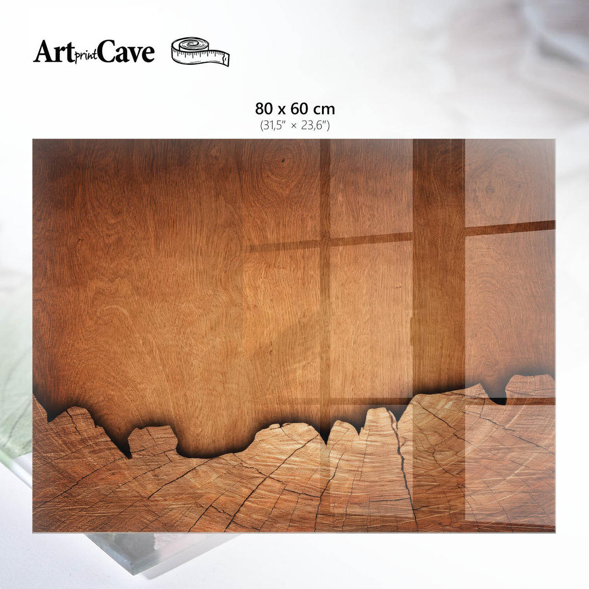 GLASPLATTE 80x60 cm – Holzstruktur - Braun, Glas (0.4/80/60cm) - ArtPrintCave
