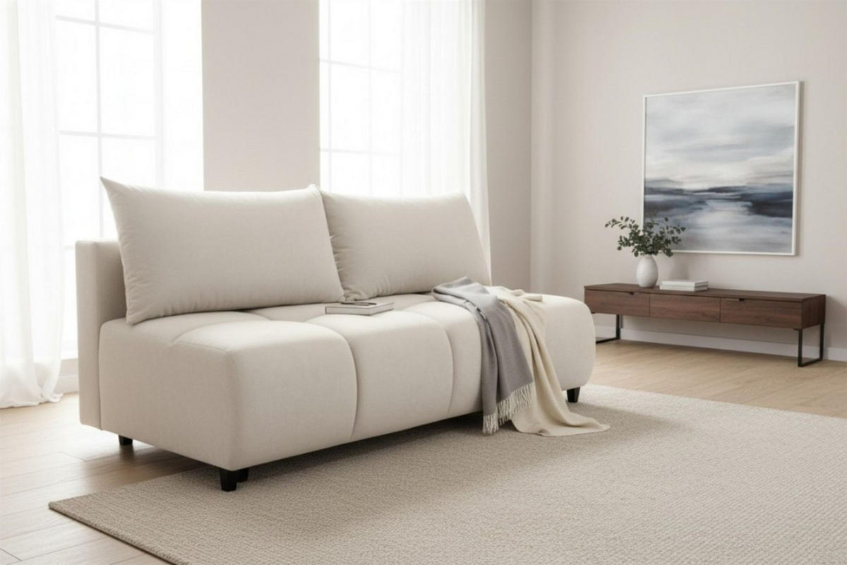 SCHLAFSOFA Xenio Mit Schlaffunktion - Beige, Holzwerkstoff/Textil (196/103/100cm) - Fun Möbel